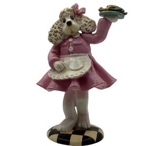 Vintage 1998 Donna Little Enesco Poodle Waitress Figurine Pink Retro Diner Decor